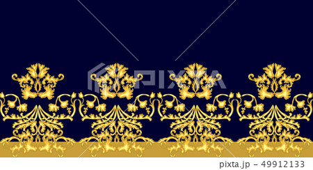 Golden Damask ornament with baroque motifs. 49912133