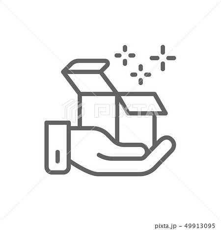 Hand hold box, delivery, gift, parcel line icon. 49913095