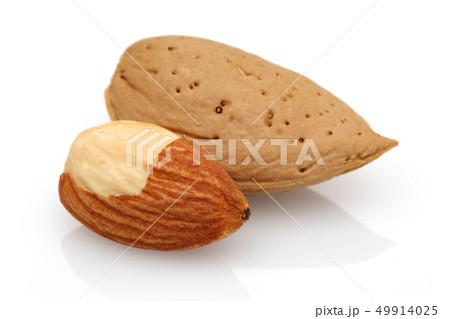Group of almonds isolated on white 49914025