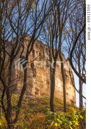Landscape with ruin of medieval castle. Landscape with ruin of medieval castle. 49915504