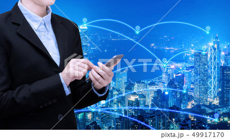Asian business woman use smartphone technology Asian business woman use smartphone technology 49917170