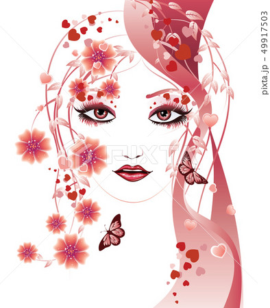 Red floral girl Red floral girl 49917503