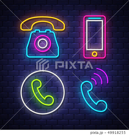 Phone communication neon signs collection Phone communication neon signs collection 49918255