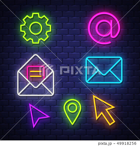 Internet communication neon signs collection 49918256