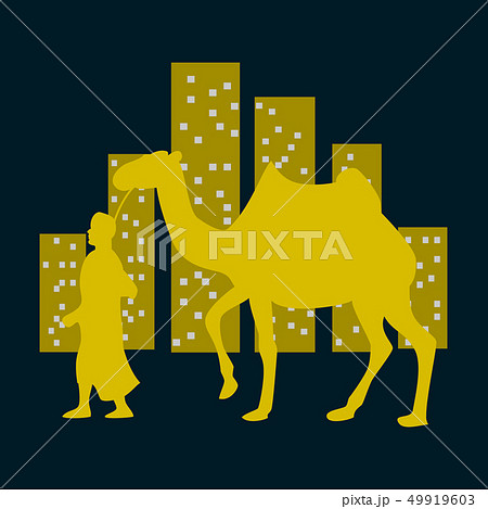 flat icon on theme Arabic business Arab with a camel flat icon on theme Arabic business Arab with a camel 49919603