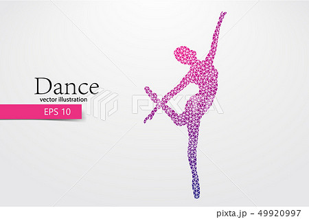 Silhouette of a dancing girl from triangle. Dancer woman 49920997