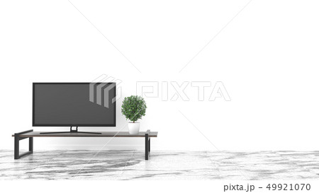 TV, Empty room stone floor on white wall TV, Empty room stone floor on white wall 49921070