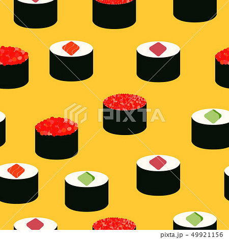 Sushi icons set. Asian food. Seamless pattern. 49921156