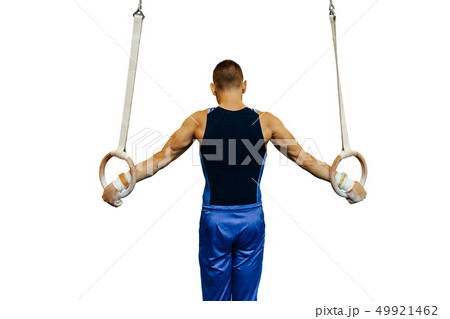 exercise on rings male gymnast 49921462