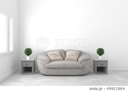 Beautiful white empty room-Living room interior 49921664