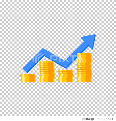 Coin price up graph, Many coins, Flat icon - Stock Illustration ...