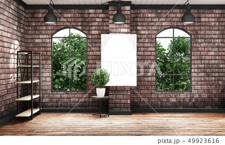 Modern interior room with sofa and green plants  49923616