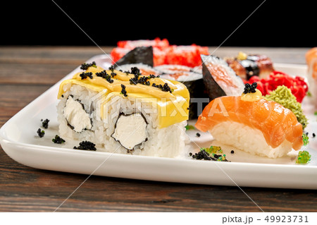 Japanese sushi set close up. 49923731