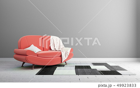 Design concept red sofa on gray wall modern interi 49923833