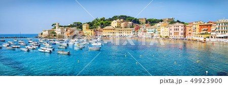 Public beach of Italian Sestri Levante in summer 49923900