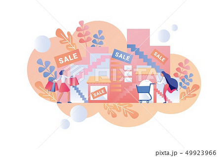 Happy Women go Shopping Mall for Seasonal Sale. Happy Women go Shopping Mall for Seasonal Sale. 49923966