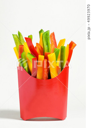 Paper lunch boxes with fresh bell peppers 49923970