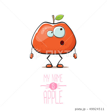 vector funny cartoon cute red apple character isolated on white background. My name is apple vector 49924511