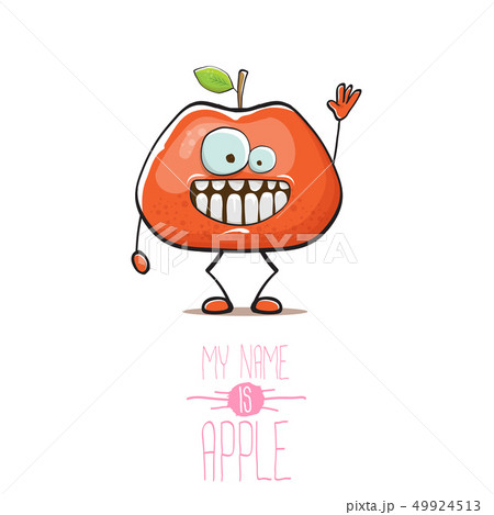 vector funny cartoon cute red apple character isolated on white background. My name is apple vector 49924513