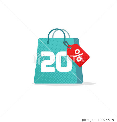 Sale tag vector badge template, 20 percentage off sale label symbol, 20 discount promotion flat icon 49924519