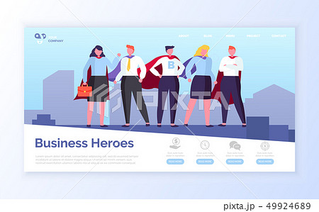 Business Heroes in City, Team of Man and Woman 49924689