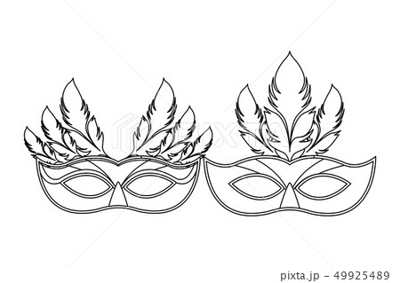 masks and feathers black and white 49925489