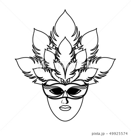 mask with feathers black and white 49925574
