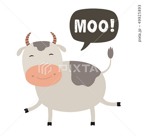 Funny Cow Cartoon Talking Cloud Moo Vector のイラスト素材