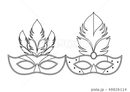 masks and feathers black and white 49926114
