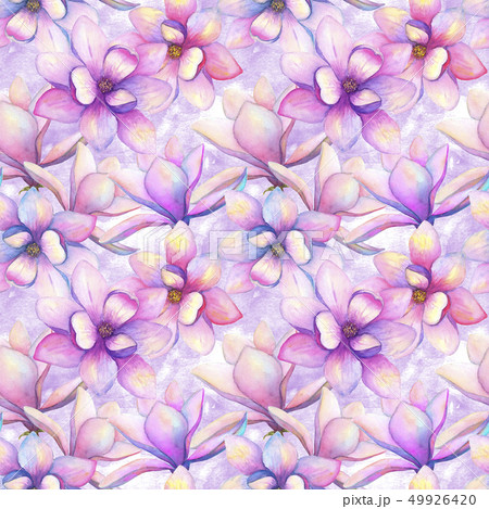 Watercolor beautiful magnolia flowers seamless 49926420