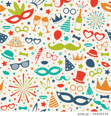 Carnival Party seamless pattern with funny Carnival Party seamless pattern with funny 49926439