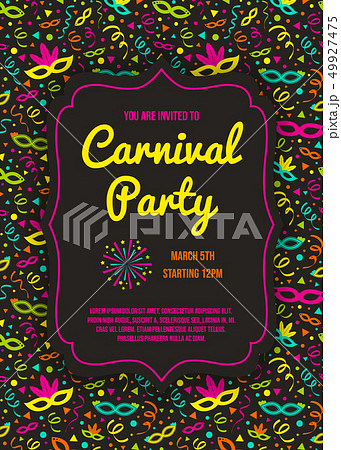 Colorful Carnival Party invitation with text and 49927475