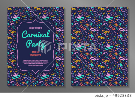 Concept of a two sided Carnival Party invitation. 49928338