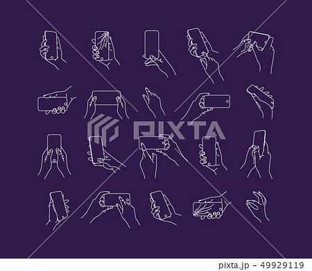 Set of hand phone positions dark blue Set of hand phone positions dark blue 49929119