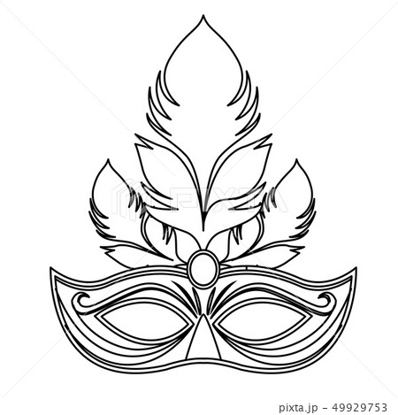 mask with feathers black and white 49929753