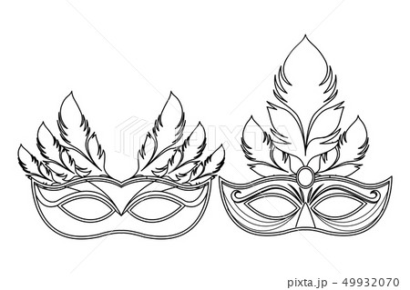 masks and feathers black and white 49932070