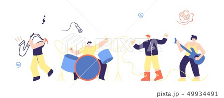 Musician People Rock Pop Boys Band Flat Cartoon 49934491