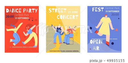 Music Party Announcement Poster Flat Template Set 49935155