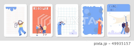 Set of Cute Woman Notebook Page Cover Template Set of Cute Woman Notebook Page Cover Template 49935157
