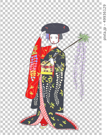 藤娘 ベタ塗素材 藤娘 ベタ塗素材 49936129