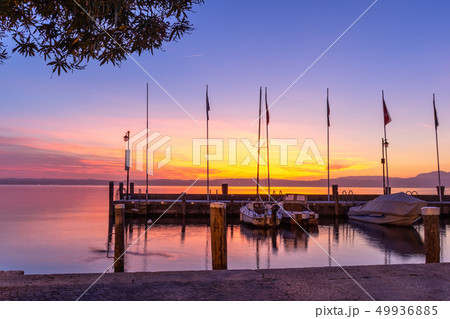 The harbor of the Italian town of Sirmione 49936885