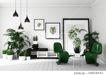 tropical modern living room interior 49938442