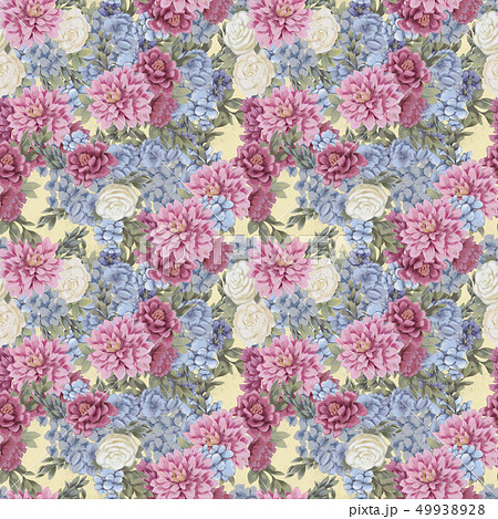 Watercolor floral seamless pattern. Hand painted flowers, greeting card template or wrapping paper 49938928