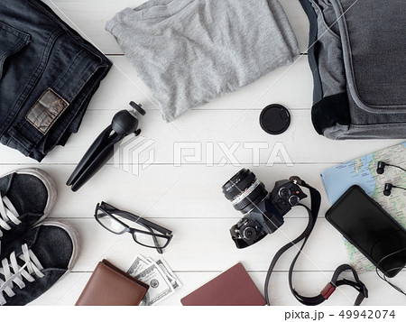 top view travel concept with digital camera. 49942074