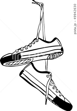 pair of sporting sneakers of hand-drawn hang のイラスト素材