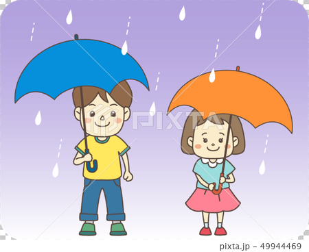 Older brother and sister pretend to rain outline 49944469