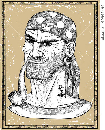 Portrait of seaman, pirate captain or boatswain Portrait of seaman, pirate captain or boatswain 49945496