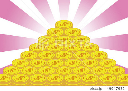 お金儲け,お宝,宝くじ,当選,金貨,金融ビジネスイメーシ,通貨,放射,集中線,ドル,米国,為替取引, 49947932