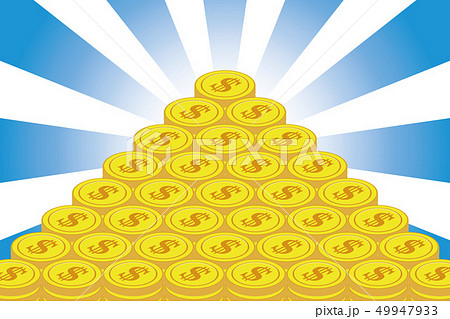 お金儲け,お宝,宝くじ,当選,金貨,金融ビジネスイメーシ,通貨,放射,集中線,ドル,米国,為替取引, 49947933