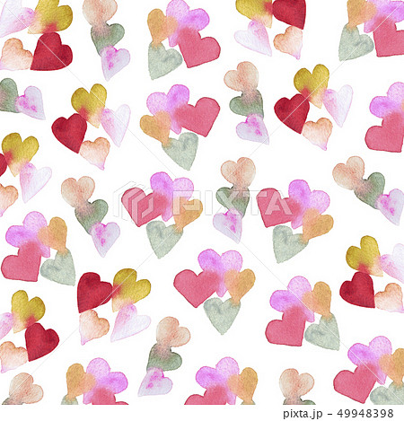 Watercolor pattern with hearts  49948398